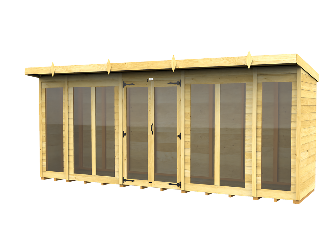 4ft x 16ft Pent Summer House (Full Height Window)