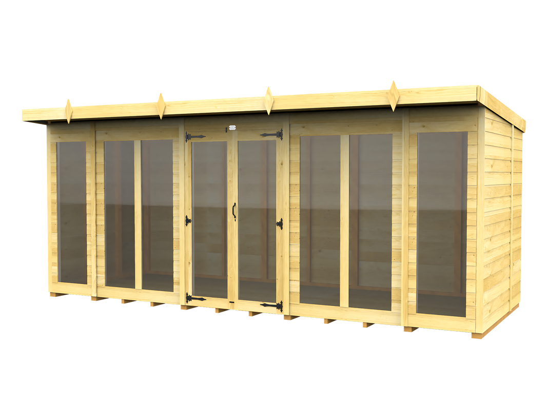 8ft x 16ft Pent Summer House (Full Height Window)