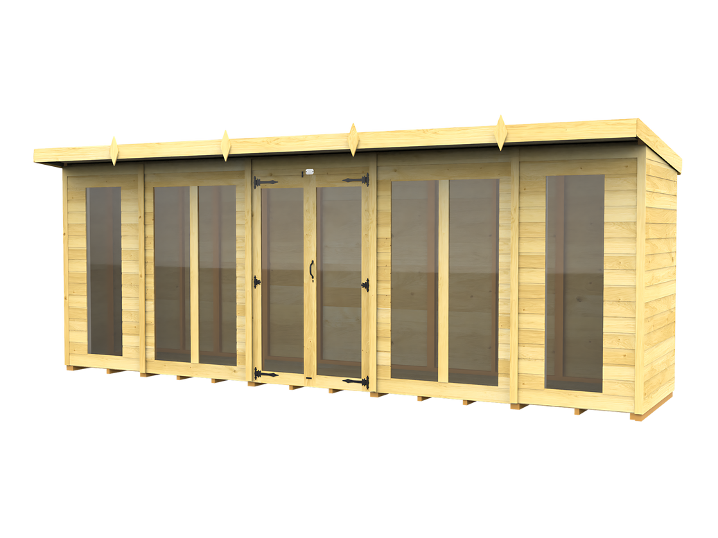 4ft x 18ft Pent Summer House (Full Height Window)