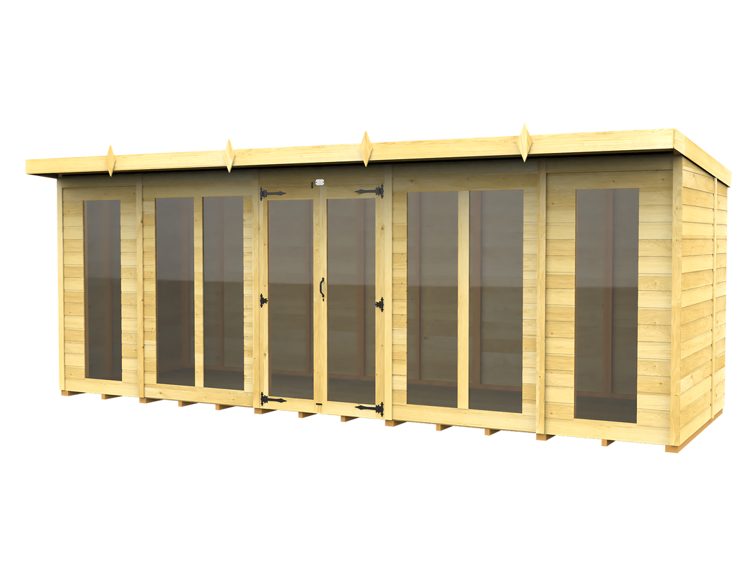 5ft x 18ft Pent Summer House (Full Height Window)
