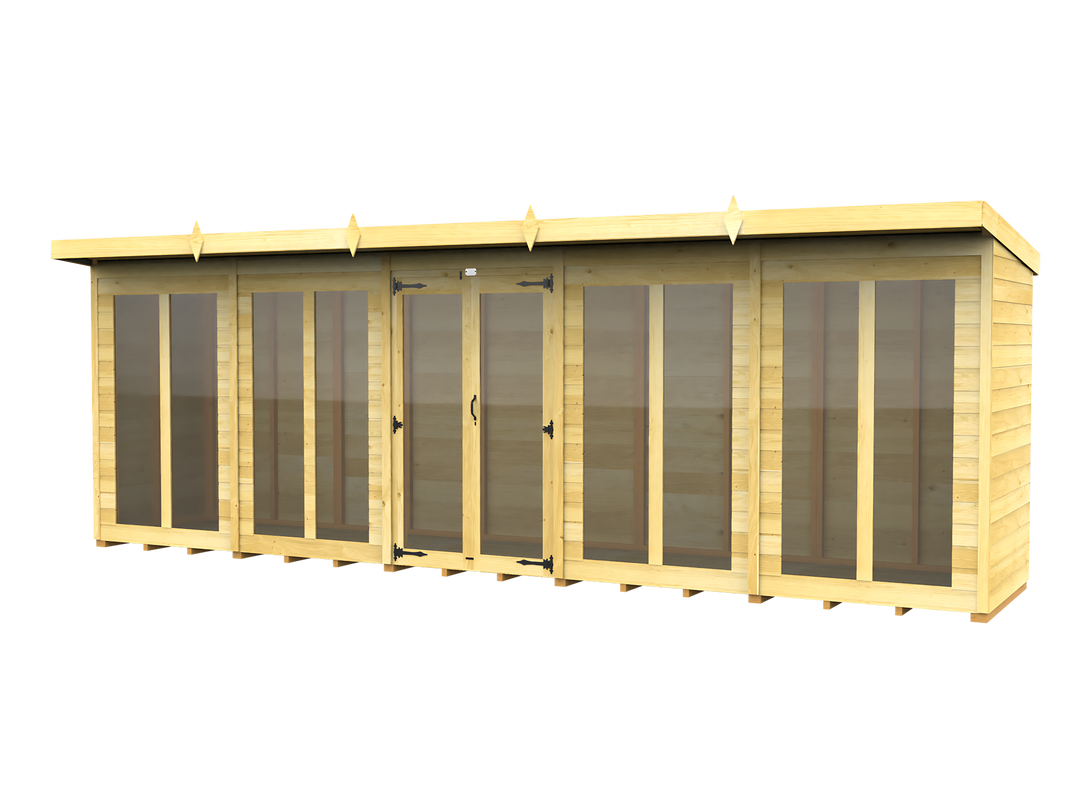 4ft x 20ft Pent Summer House (Full Height Window)