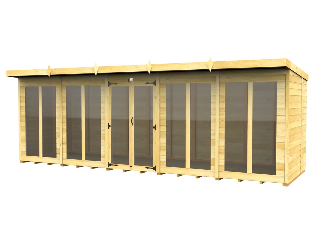 8ft x 20ft Pent Summer House (Full Height Window)