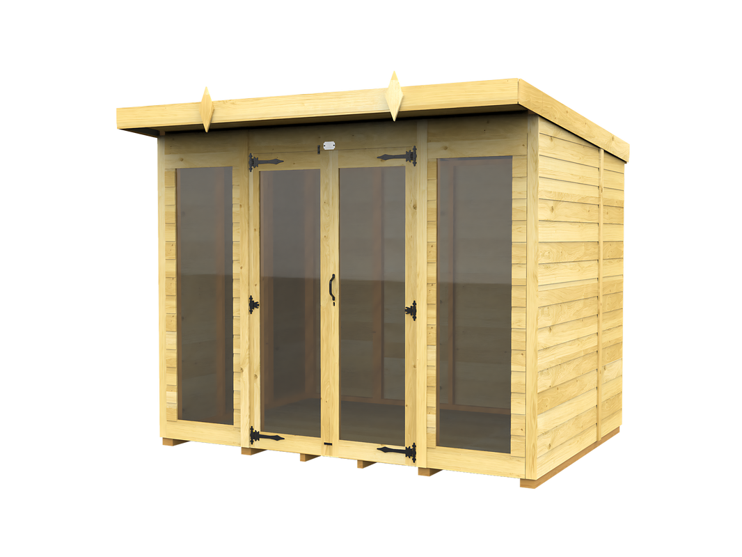 8ft x 8ft Pent Summer House (Full Height Window)