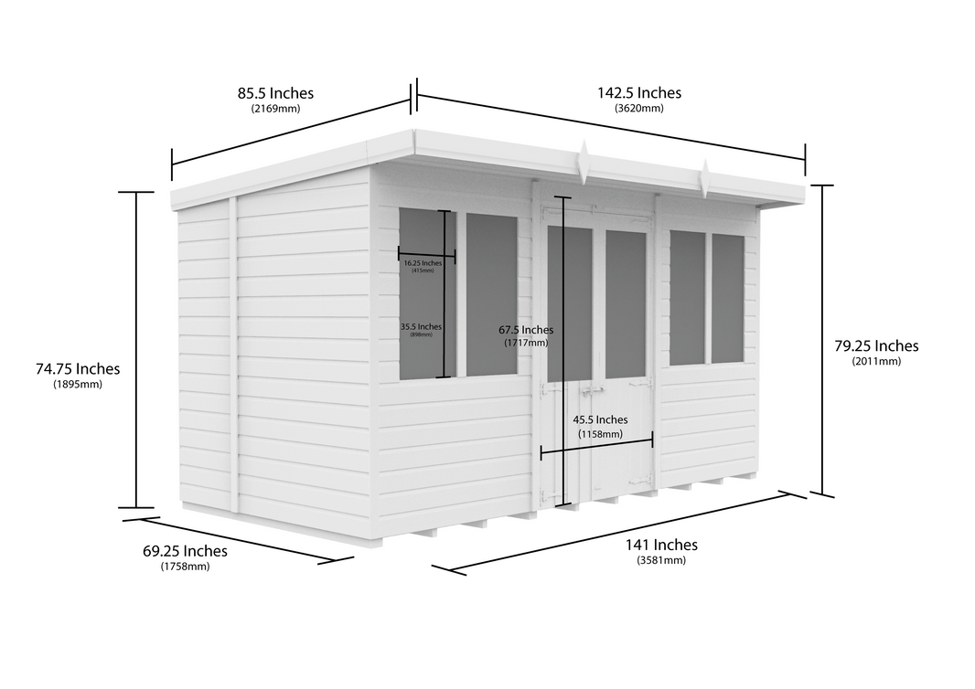 image 6ft x 12ft Pent Summer House
