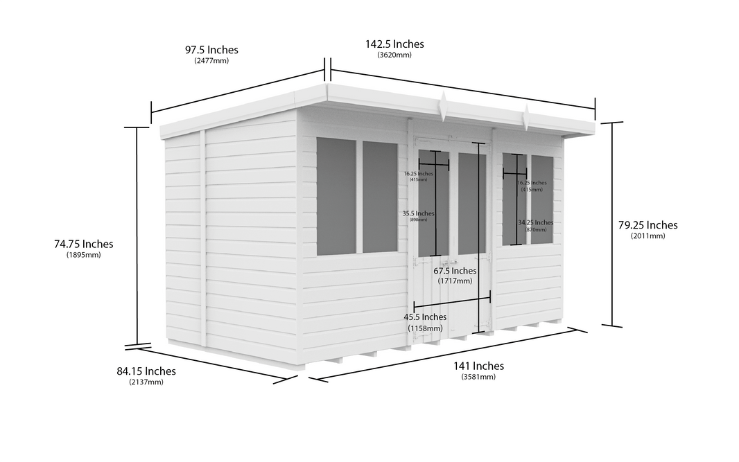 image 7ft x 12ft Pent Summer House