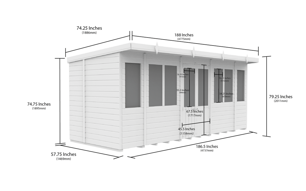 image 5ft x 16ft Pent Summer House