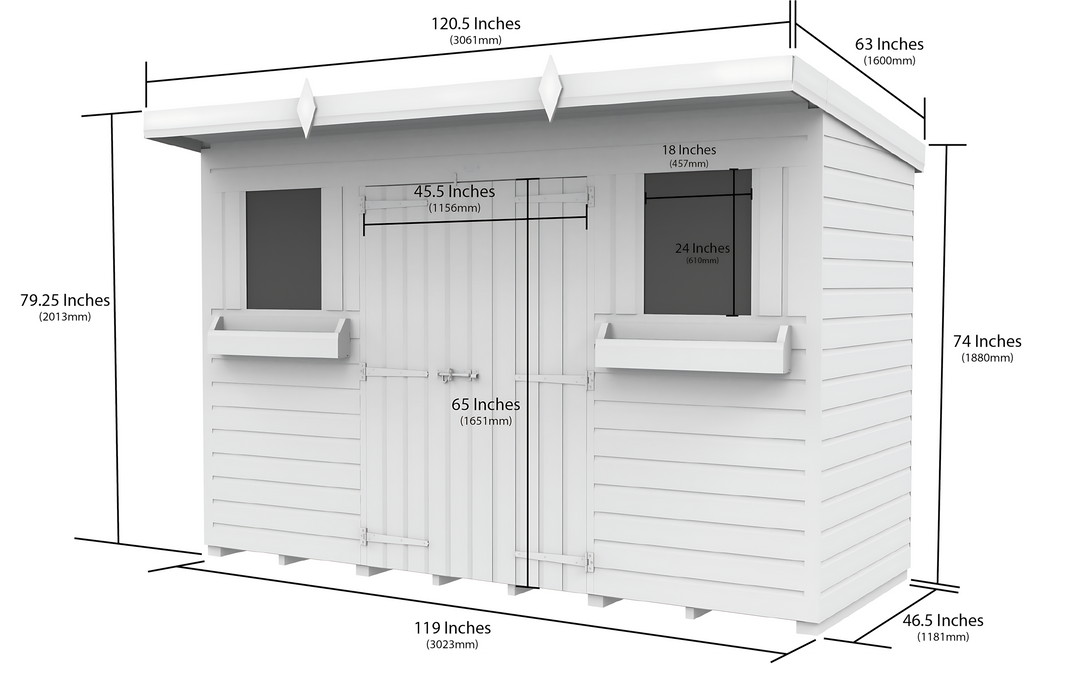 image 4ft x 10ft Pent Summer Shed