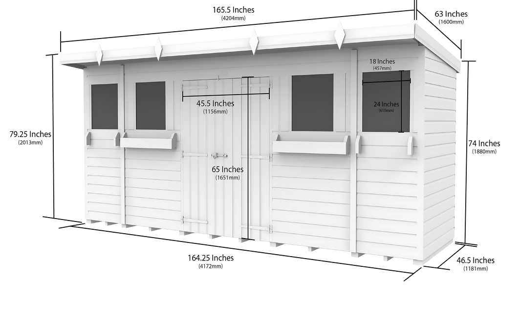 image 4ft x 14ft Pent Summer Shed