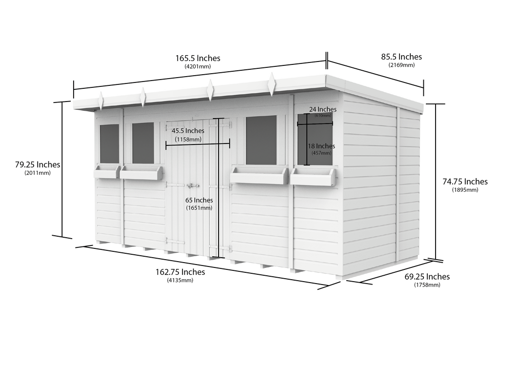 image 6ft x 14ft Pent Summer Shed