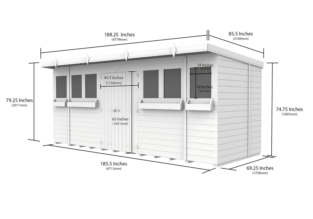 image 6ft x 16ft Pent Summer Shed
