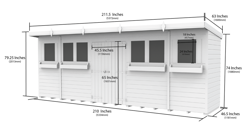image 4ft x 18ft Pent Summer Shed