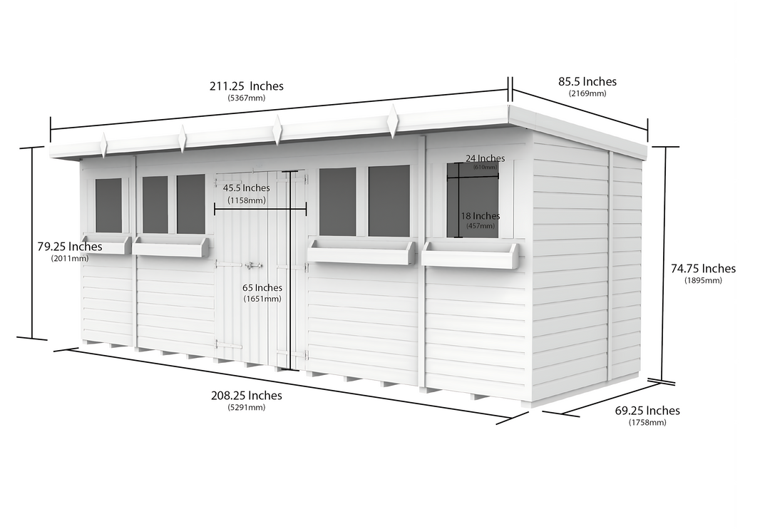 image 6ft x 18ft Pent Summer Shed