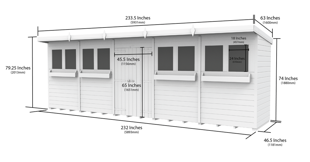 image 4ft x 20ft Pent Summer Shed