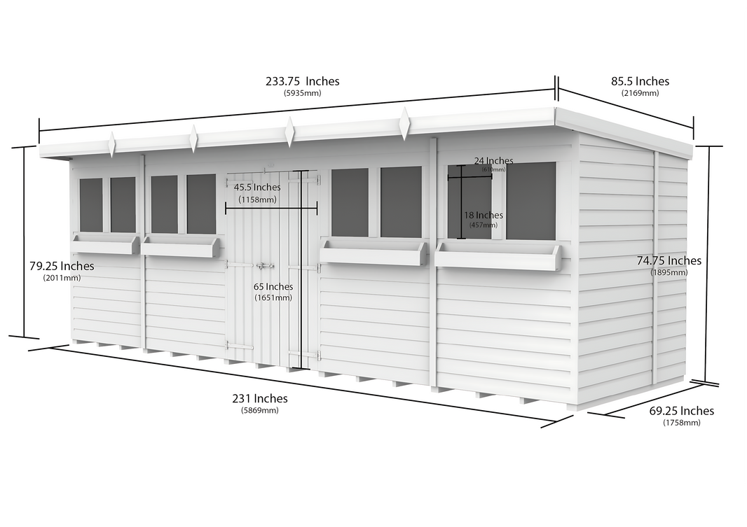 image 6ft x 20ft Pent Summer Shed