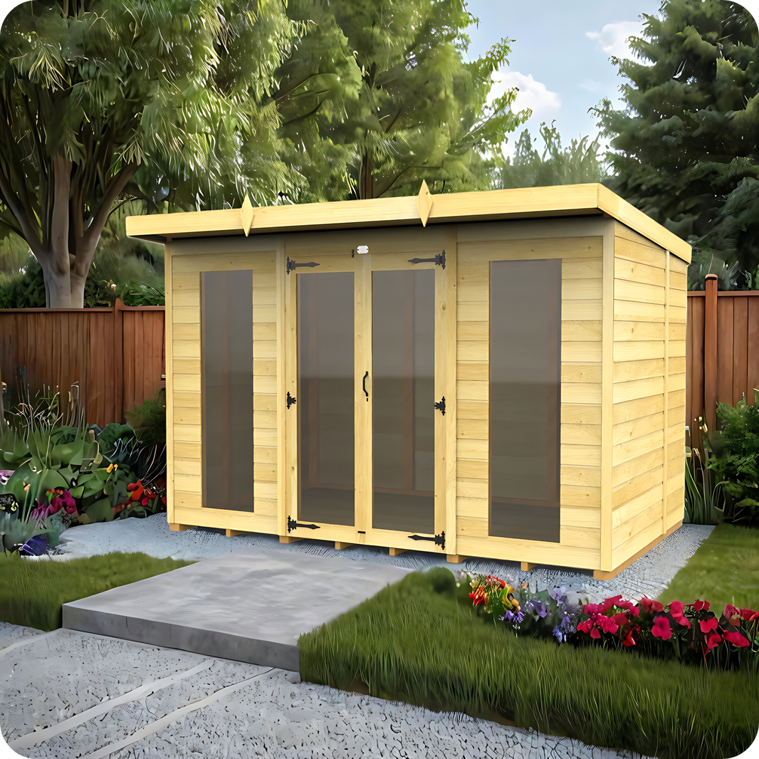 8ft Pent Summer House (Full Height Window)