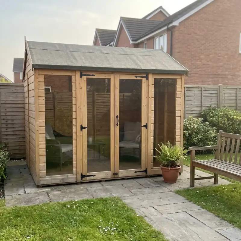 Timber garden building in a garden