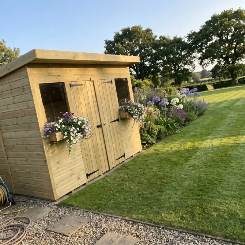 Timber garden building in a garden