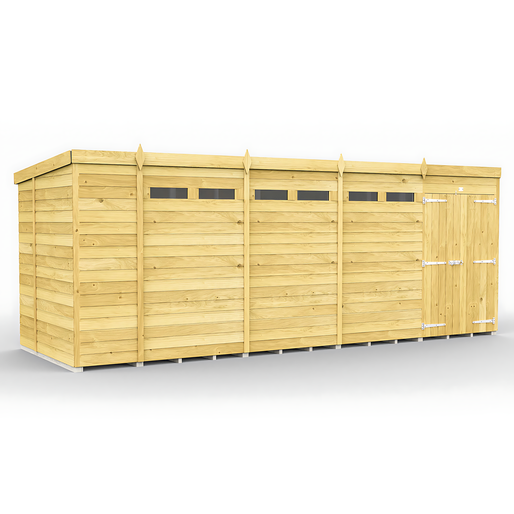 7ft x 18ft Pent Security Shed