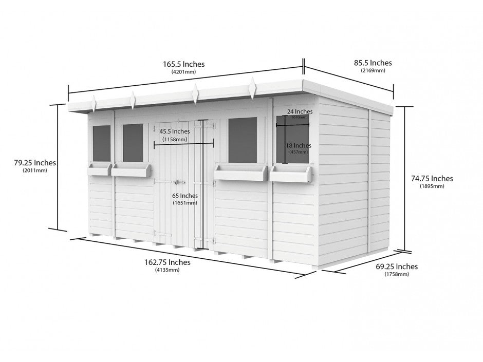 14ft x 6ft Pent Summer Shed