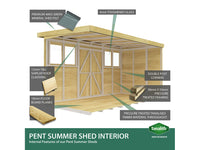 8ft x 4ft Pent Summer Shed Loglap