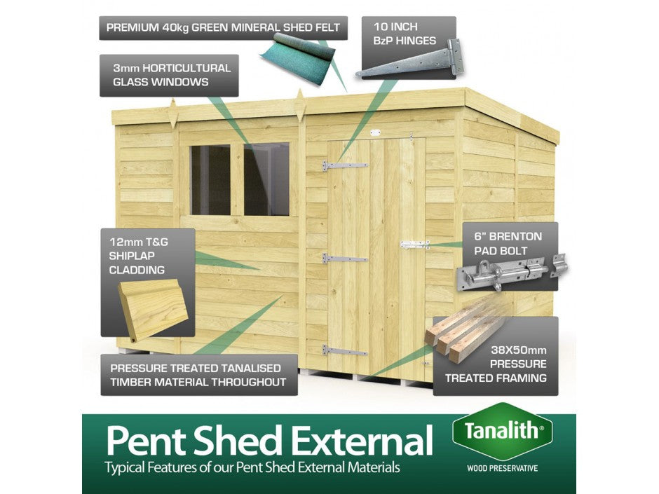 10ft x 8ft Pent Summer Shed