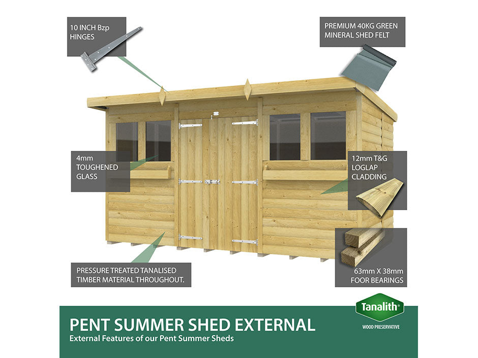 8ft x 4ft Pent Summer Shed Loglap