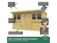 8ft x 4ft Pent Summer Shed Loglap