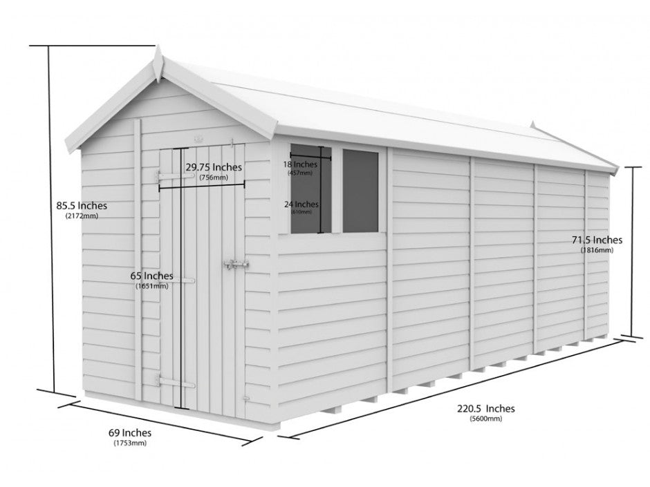 image 6ft x 19ft Apex Shed