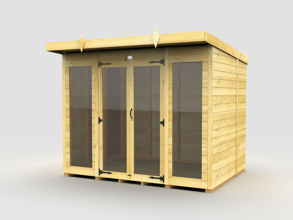 8ft x 6ft Pent Summer House (Full Height Window)