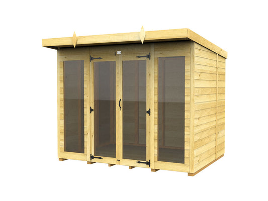 8ft x 8ft Pent Summer House (Full Height Window)