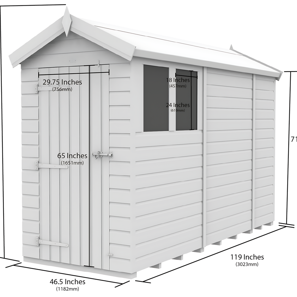 4ft x 10ft Apex Security Shed