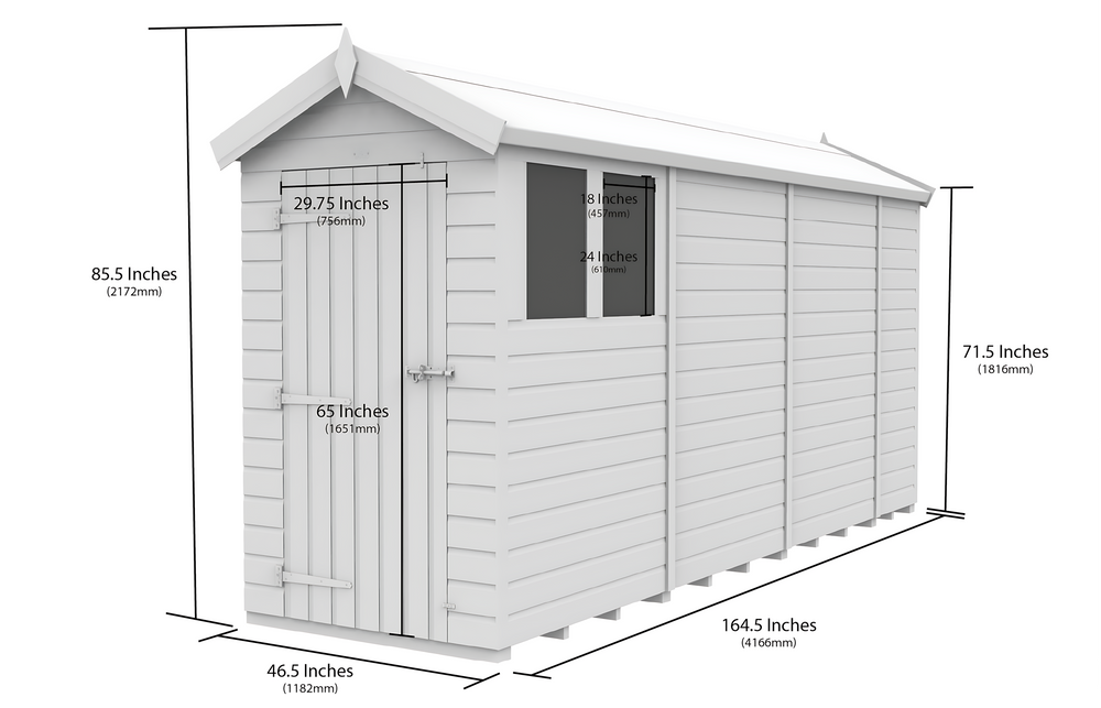 5ft x 14ft Apex Shed