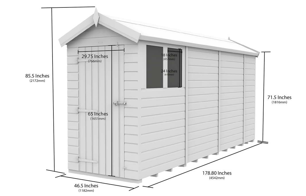 image 5ft x 15ft Apex Shed