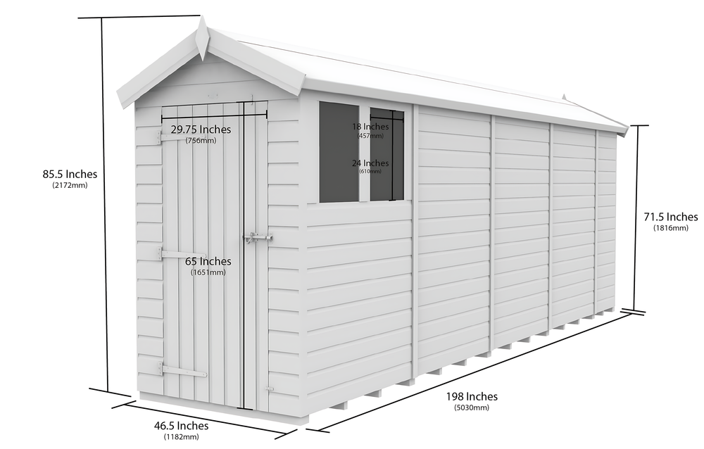 5ft x 17ft Apex Shed
