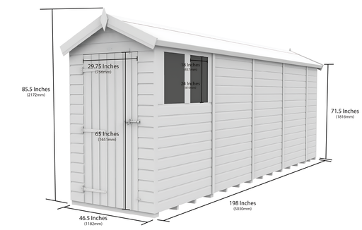 5ft x 17ft Apex Shed