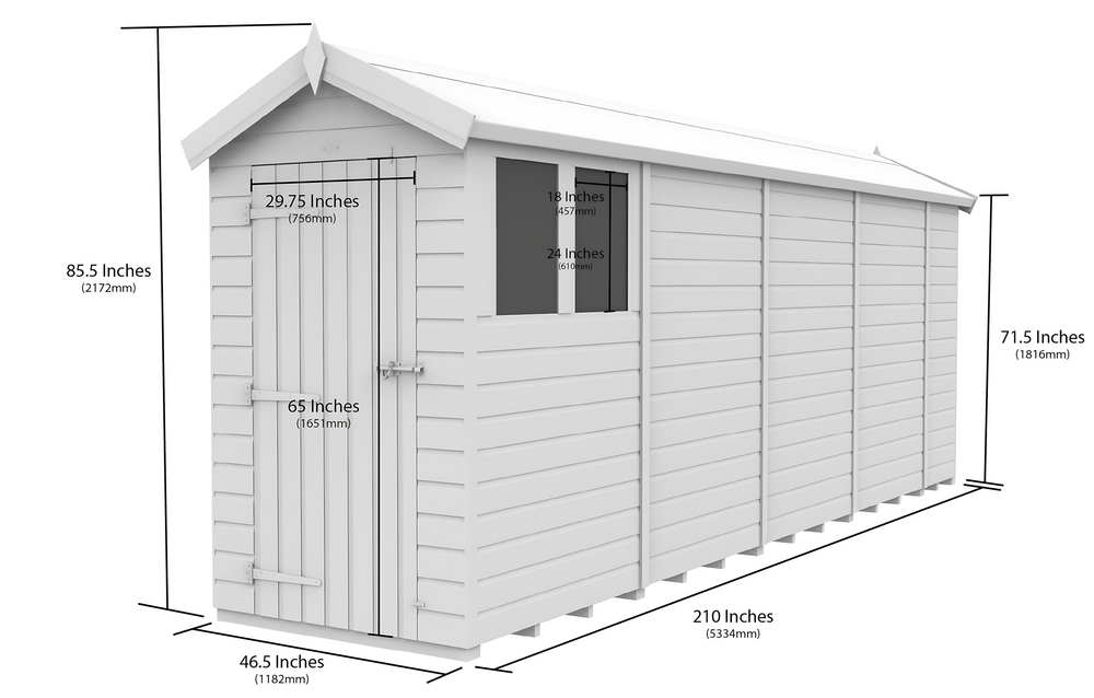5ft x 20ft Apex Shed