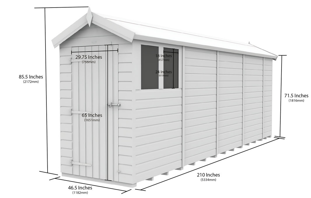 image 5ft x 20ft Apex Shed