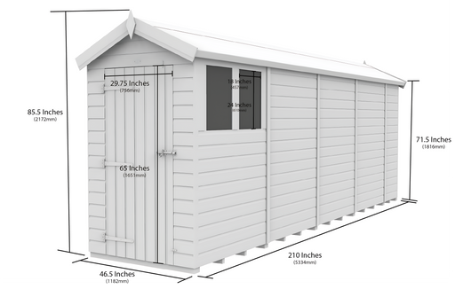 5ft x 20ft Apex Shed