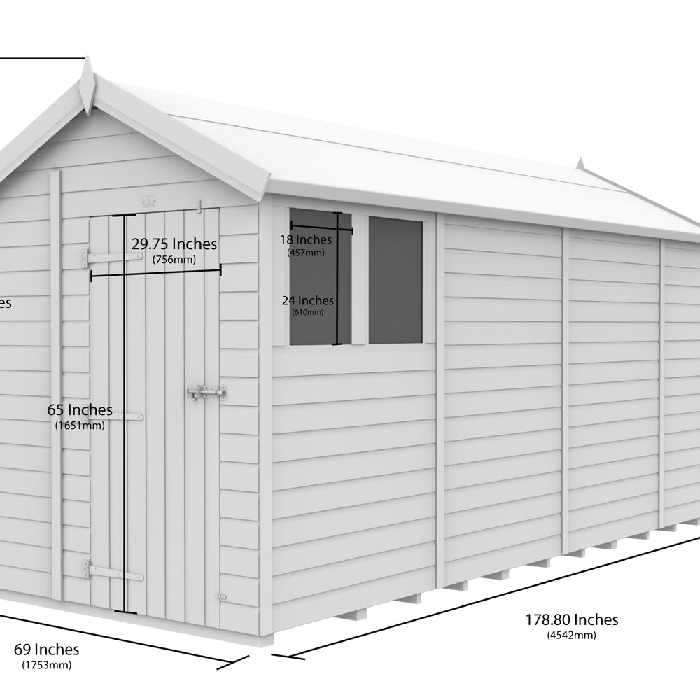 6ft x 15ft Apex Shed