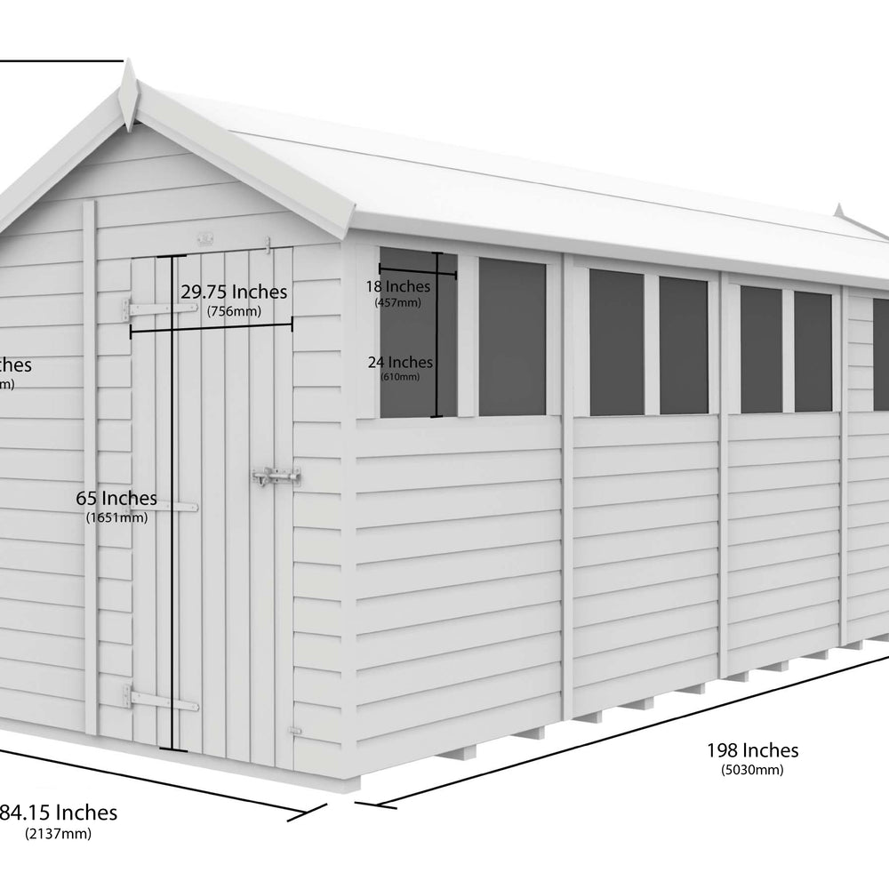 7ft x 17ft Apex Shed