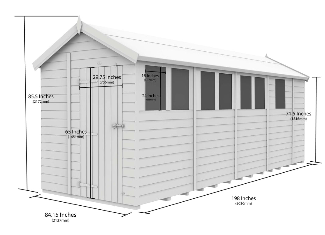 image 7ft x 17ft Apex Shed