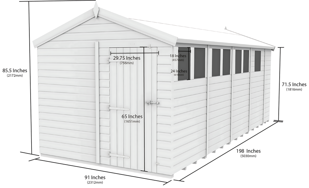 8ft x 17ft Apex Shed