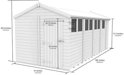 8ft x 17ft Apex Shed