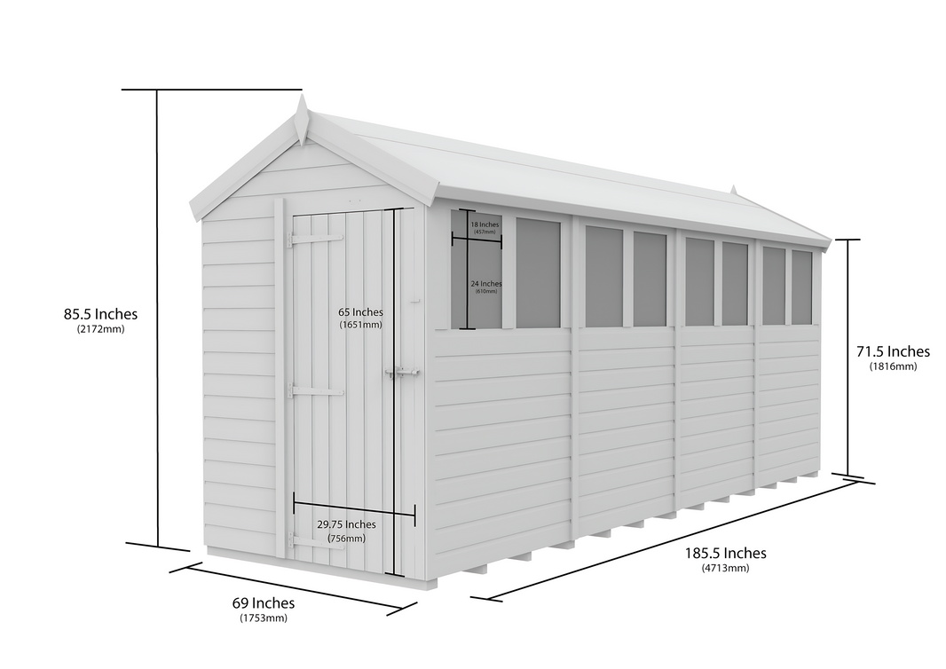 image 5ft x 16ft Apex Security Shed