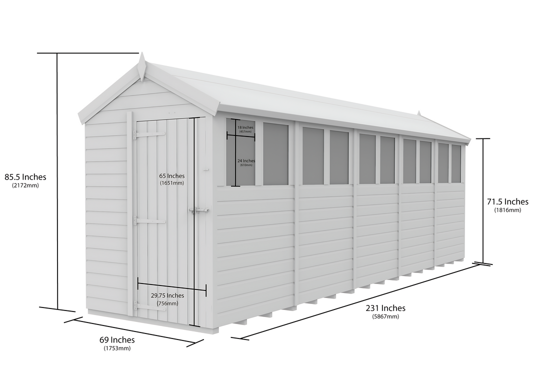 image 5ft x 20ft Apex Security Shed