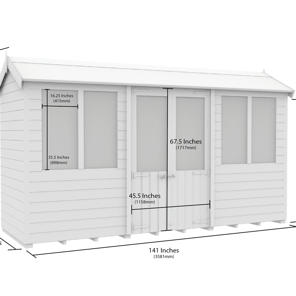 4ft x 12ft Apex Summer House