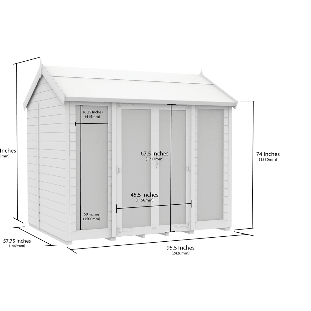 5ft x 10ft Apex Summer House (Full Height Window)