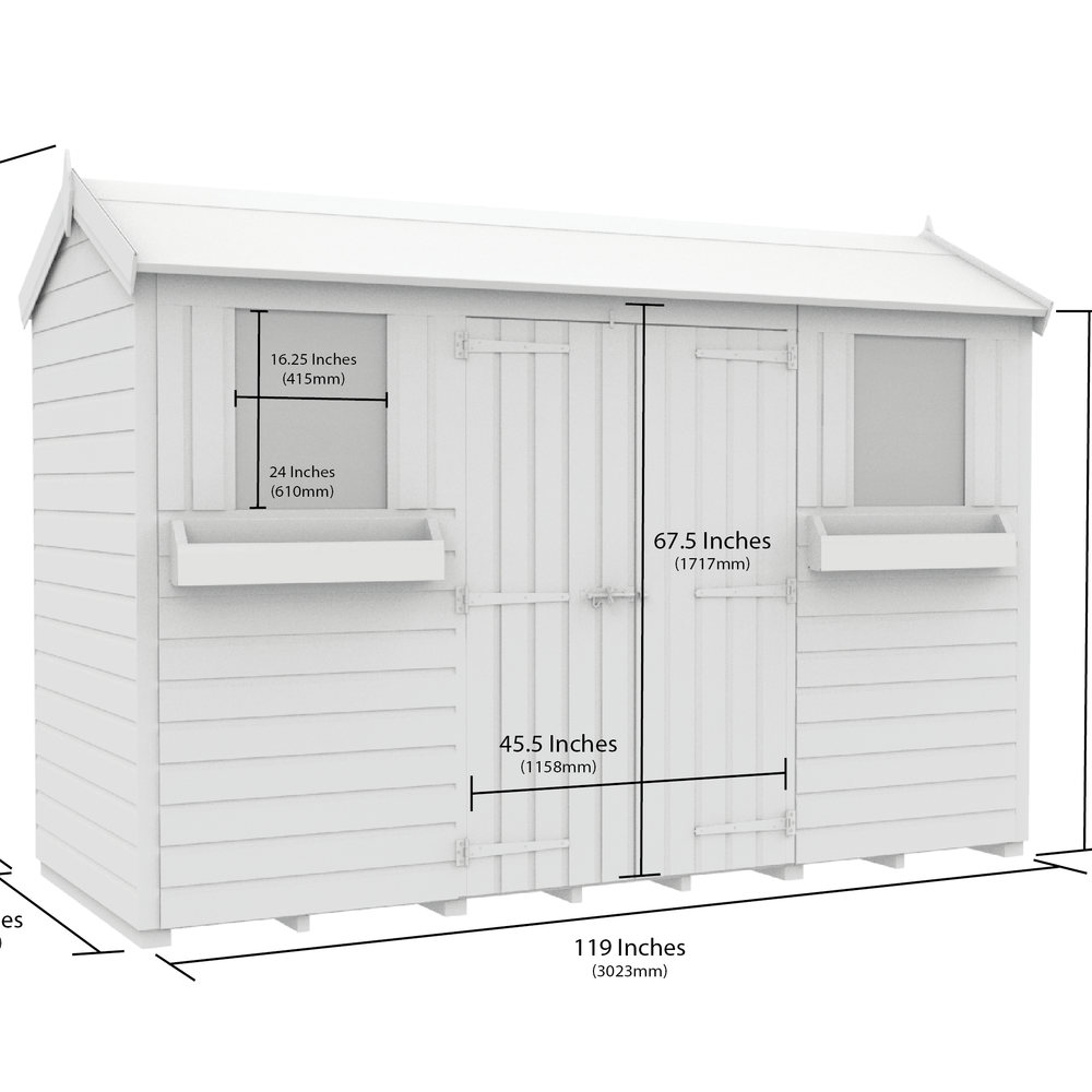 4ft x 10ft Apex Summer Shed