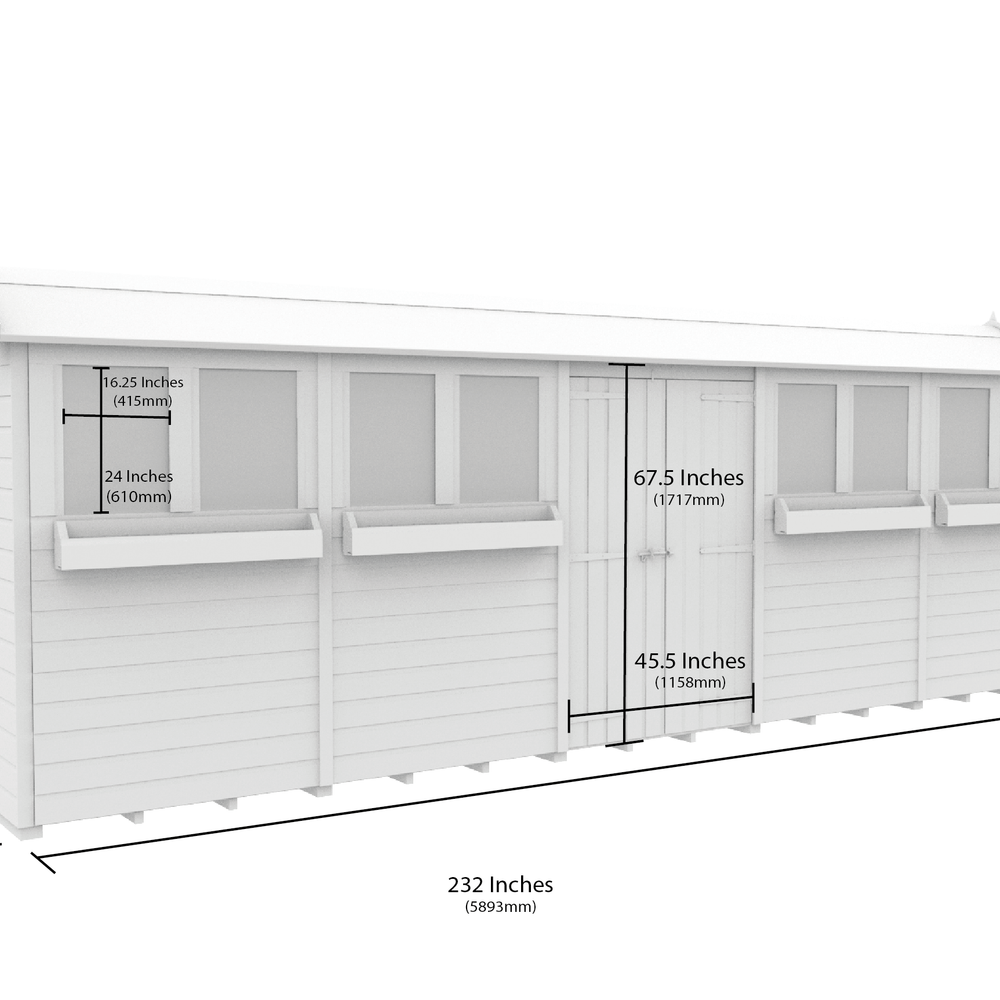 4ft x 20ft Apex Summer Shed