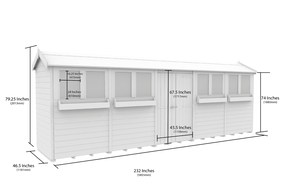 4ft x 20ft Apex Summer Shed